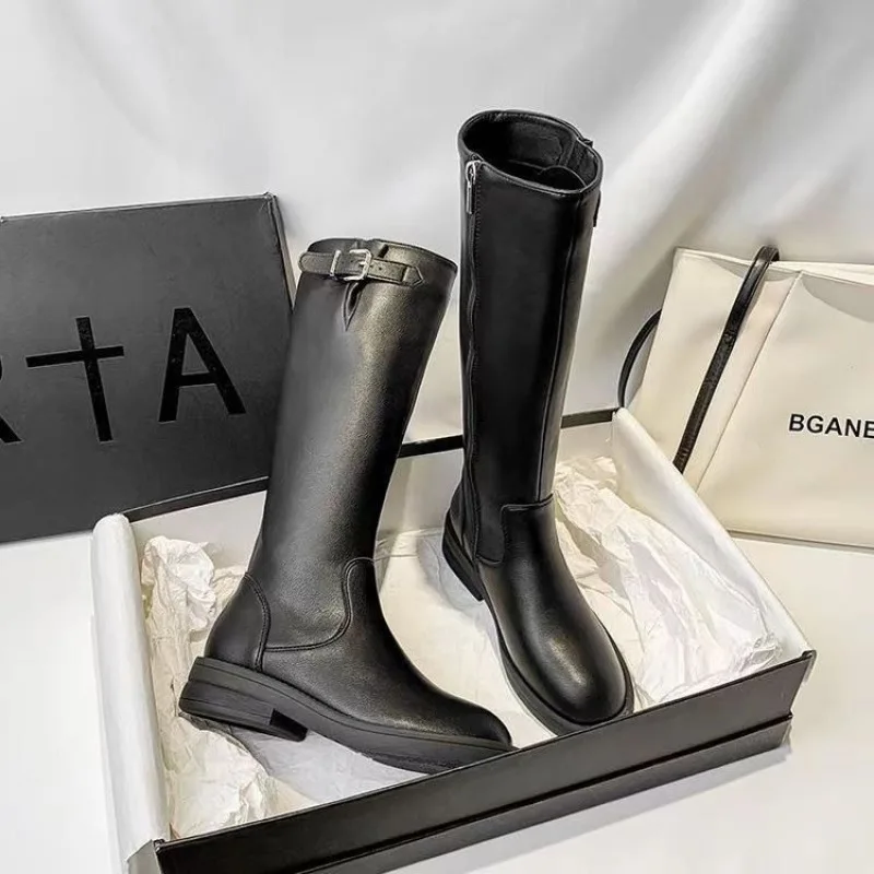 Высококачественные женские сапоги цвет черный/коричневый размер 33-43