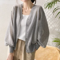 cardigan women thin sun proof summer knitted simple casual solid temperament single breasted sheer vacation mujer clothes ropa