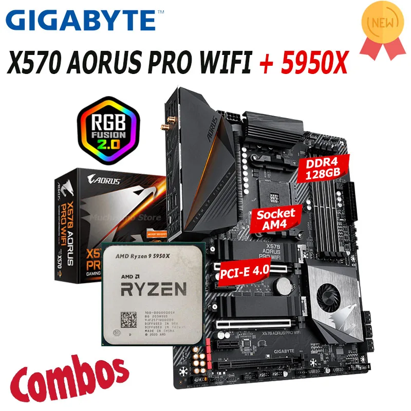 

Socket AM4 Gigabyte X570 AORUS PRO WIFI Motherboard+5950X Combo AMD Ryzen X570 Mainboard Support DDR4 4400(OC) MHz NEW AM4 ATX