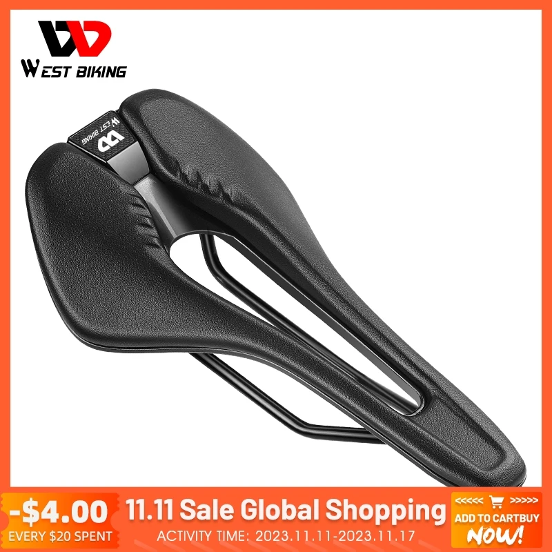 

WEST BIKING Professional MTB Road Bike Saddle PU Leather Bike Racing Seat Shockproof Cycling Seat Cushion Bike Accessories