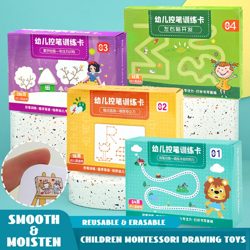 

Children Montessori Drawing Toy Pen Control Training Color Shape Math Match Game Set Toddler Learning Activities Educational Toy