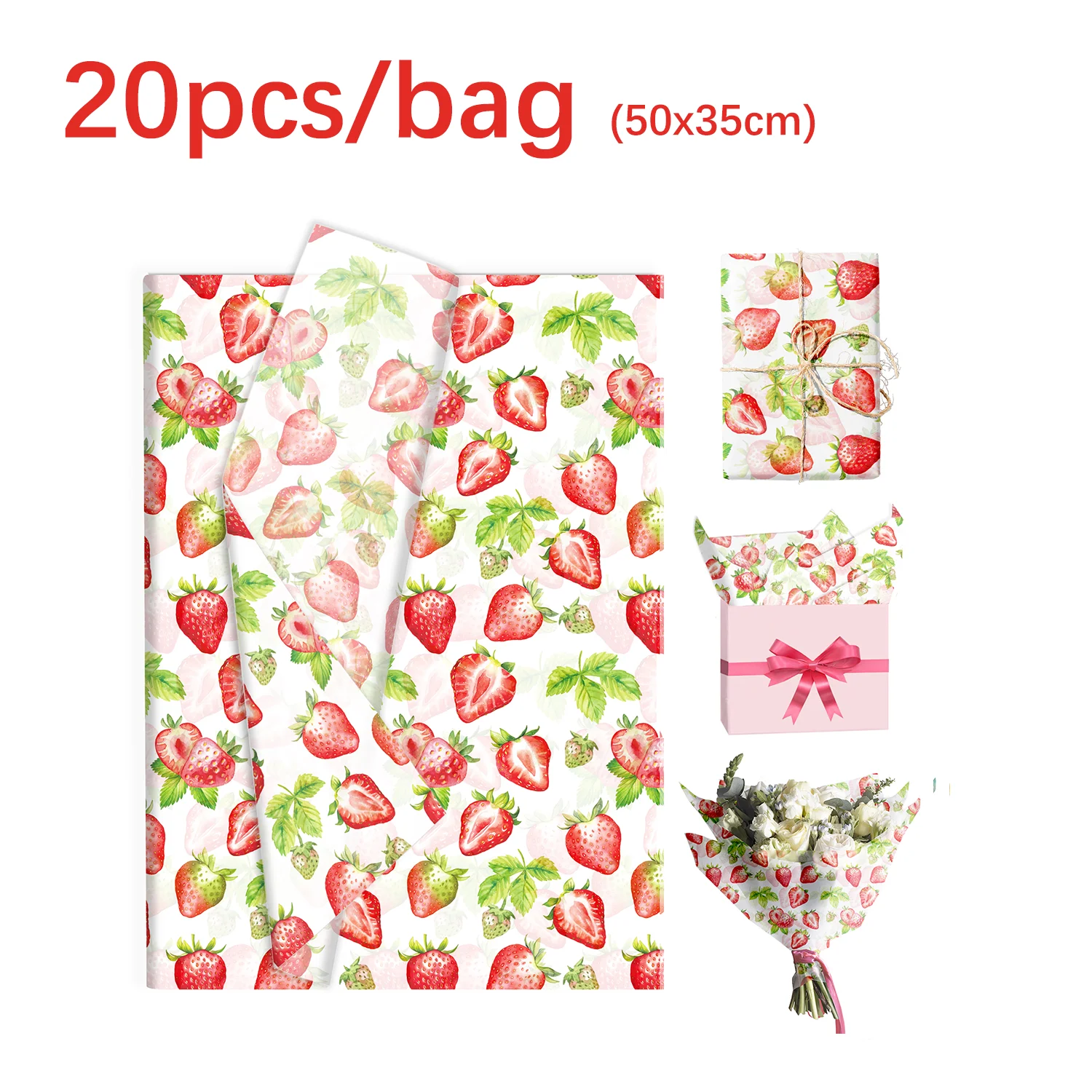 

20/50 шт., клубничная папиросная бумага, снежная груша, бумага для упаковки подарков, украшение для дня рождения, свадьбы, ве...