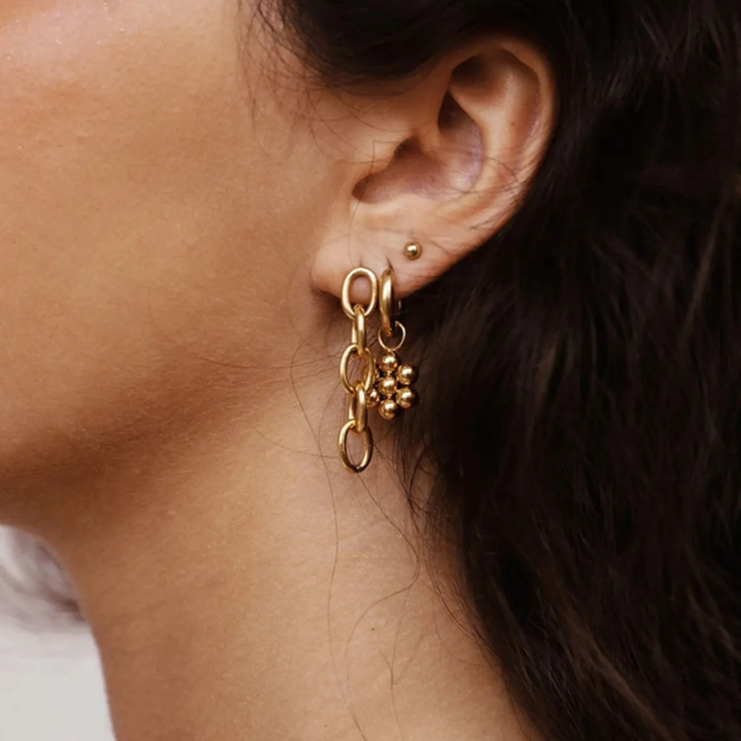 

New Design Stainless Steel Long Cuban Chain Earrings 18k Gold Plating Party Daily Fine Jewelry For Women Festival Gift