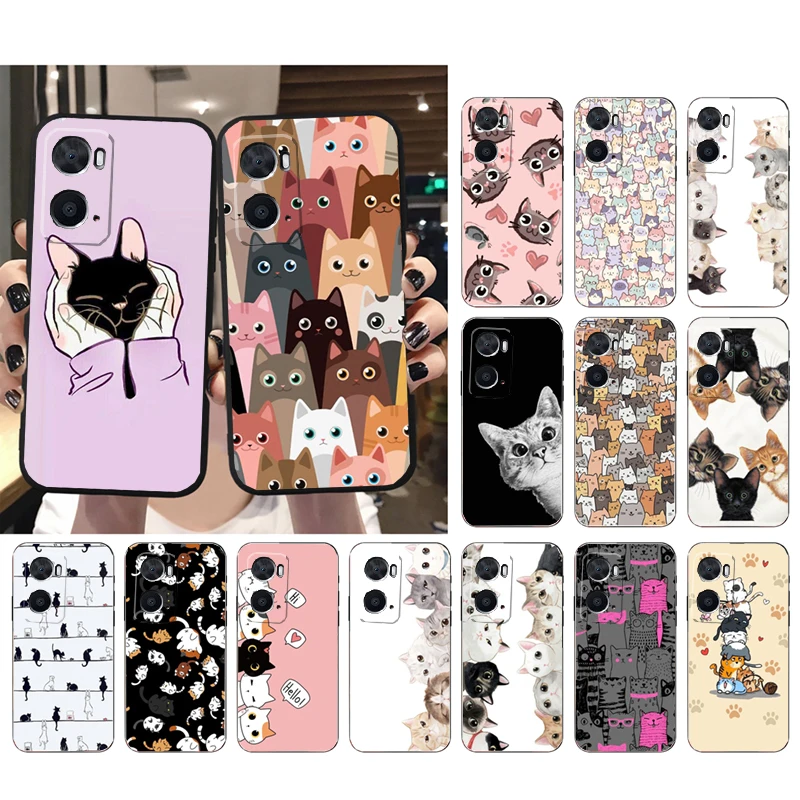 

Cute Kitten Cat Crocodile Snake Skin Phone Case for OPPO A77 A57S A96 A91 A54 A74 A94 A73 A53 A53S A54S A15 A16 A17 A52 A72 A92