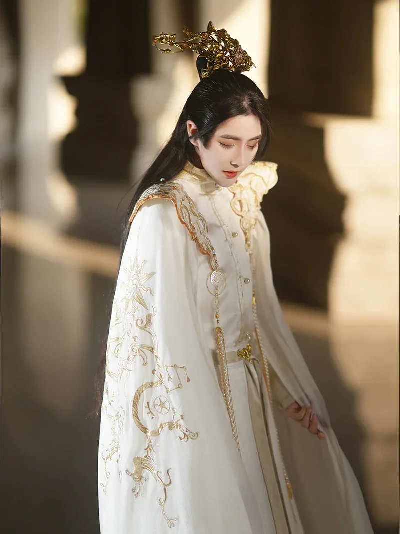 Китайское платье ханьфу большого размера 3XL мужская и женская белая рубашка с