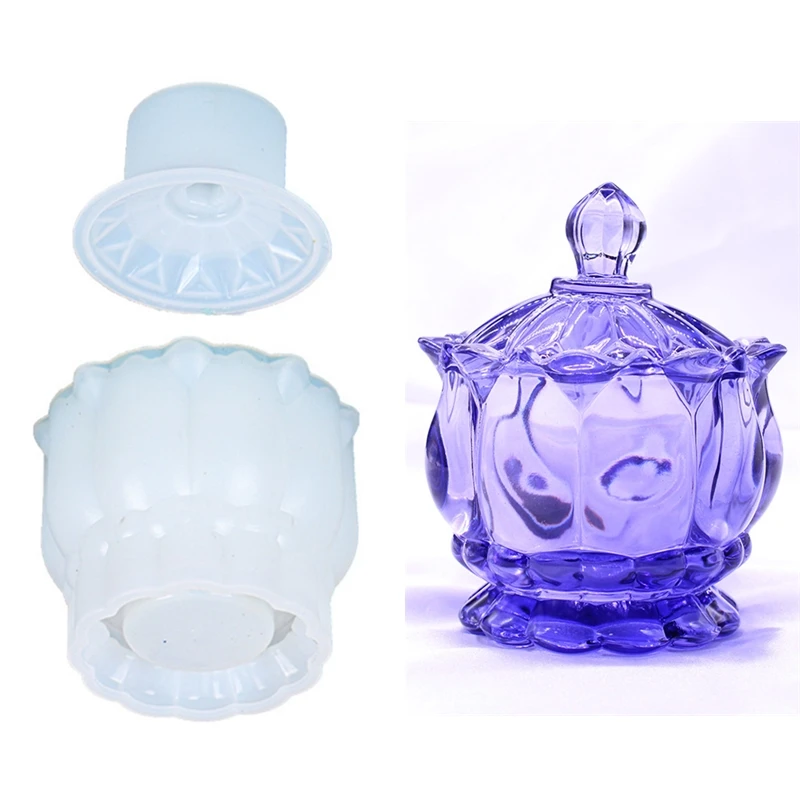 

Crystal Storage Box and Lid Clay Silicone Mold DIY UV Epoxy Resin Molds for Candle Cup Pen Holder Jewelry Organizer Making Tools