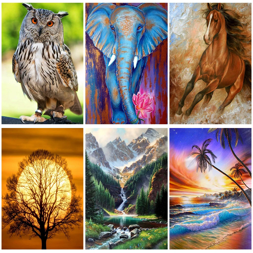 

Miaodu DIY 5D Diamond Painting Elephant Animal Mosaic Landscape Cross Stitch Embroidery Sets Handmade Gift Home Decor
