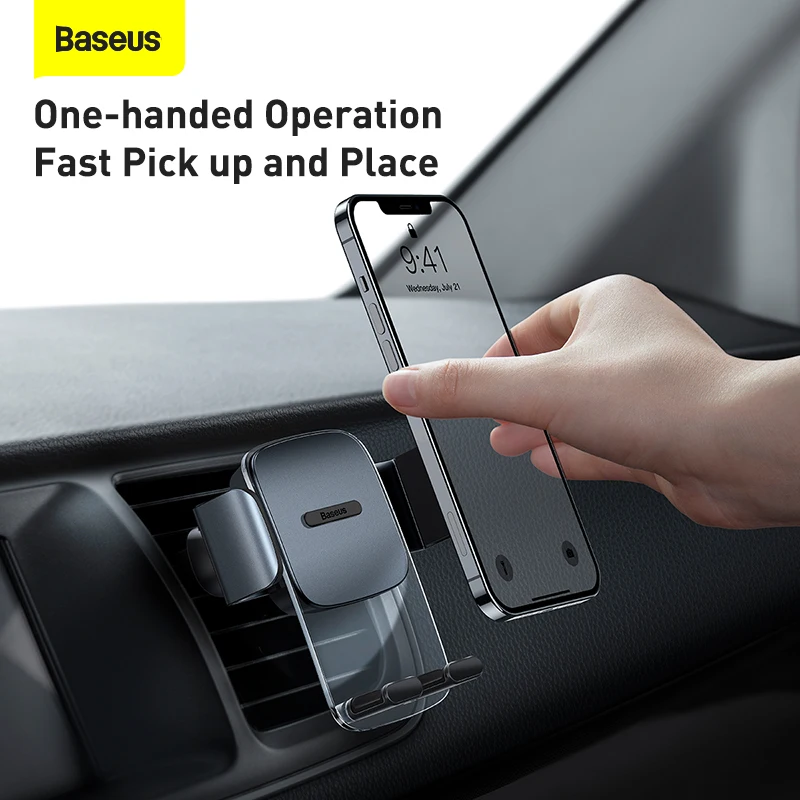baseus car phone holder clamp air vent mount for iphone samsung huawei mobile phone holder stand support vertical and landscape free global shipping