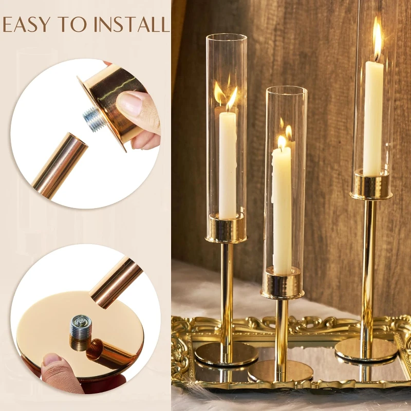 Стеклянный подсвечник с ураганом набор из 3 подсвечников стеклянная крышка для