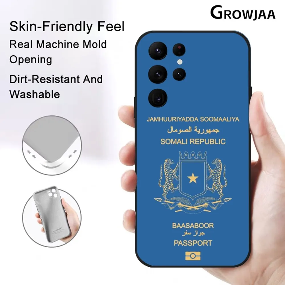 Somali Passport Pattern Phone Case For Samsung Galaxy S24 Ultra S22 S23 S21 S20 5G Protective Silicone TPU Funda