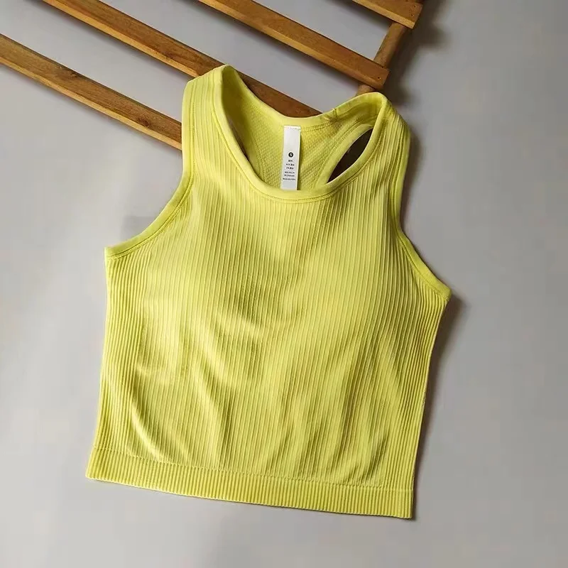Lulu EBB Yoga Tank Top Women Sports Jacket Shape Vest Fitness Sleeveless Spring Summer Bra With Chest Pad Workout Gym Tank Tops
