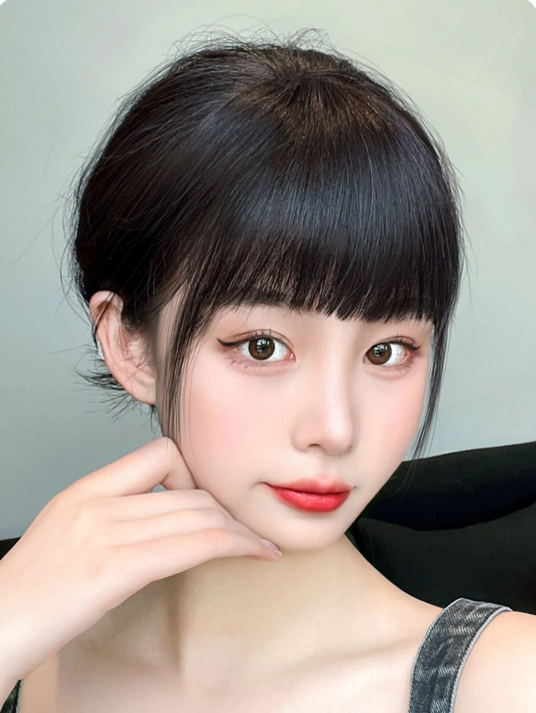 Настоящие волосы мультяшная челка стрижка принцессы лоб воздушная парик