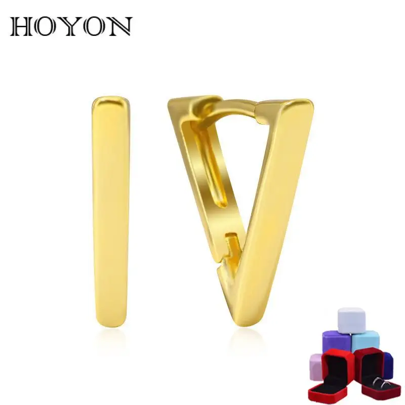 

HOYON Geometric Earrings 18K Gold Color Women's Jewelry Simple Triangle Stud Earrings Fashion All-match for Office Style Free