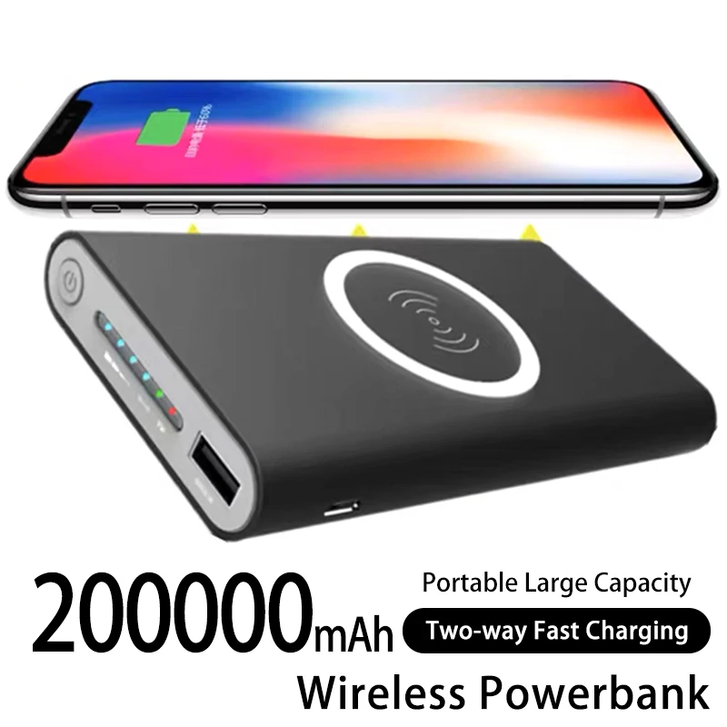 

Free ShippingPower Bank 200000mAh Wireless Two-way Fast Charging Powerbank Portable High Capacity External Battery Charger for I