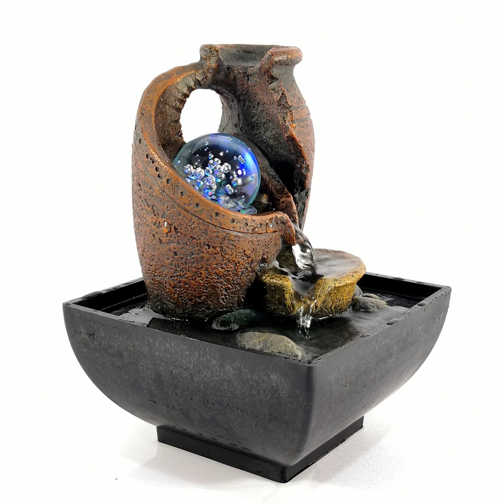 Настольный фонтан струящийся светодиодный водопад с подсветкой успокаивающие