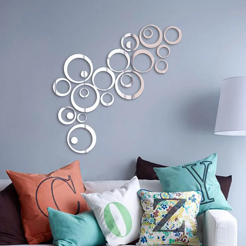 

24pcs 3D Wall Stickers 2022 Acrylic Mirror 3D Wall Stickers Living Room Personalized Interior Wall Decoration Round Decoration