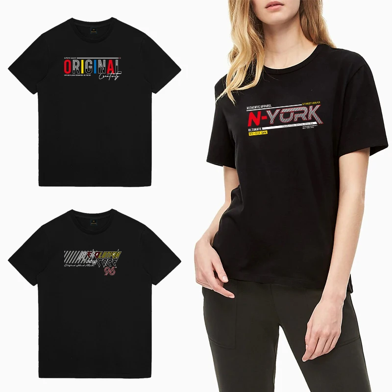 

Ladies T-Shirt Creative Slash English Print Series Top Tee Summer Black All-match O Neck Short Sleeve Casual Soft Woman Clothes