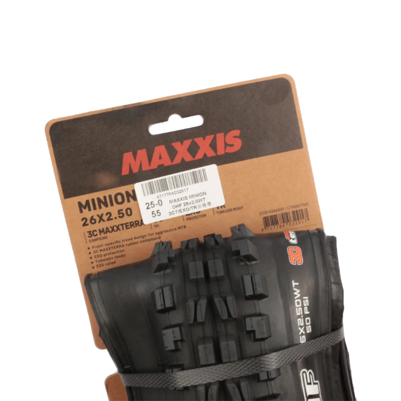 Покрышка MAXXIS MINION DHF 26x2.352.52.3, 27.5x2.32.62.52.8 для даунхилла, эндуро и трейла, передняя, для любых условий, для горных велосипедов ﻿ (art.: 3920dbdd0ec06) - 3920dbdd0ec06