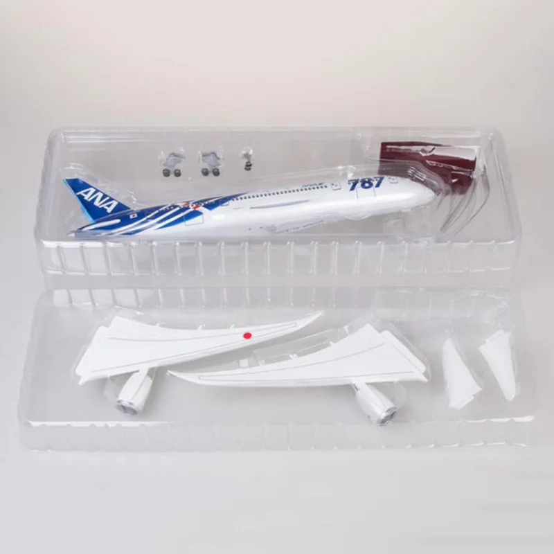 47cm 1:130 Scale Model  Airplane B787 Dreamliner Aircraft Japan ANA Airlines with Light Wheels Diecast Resin Collection Display images - 6