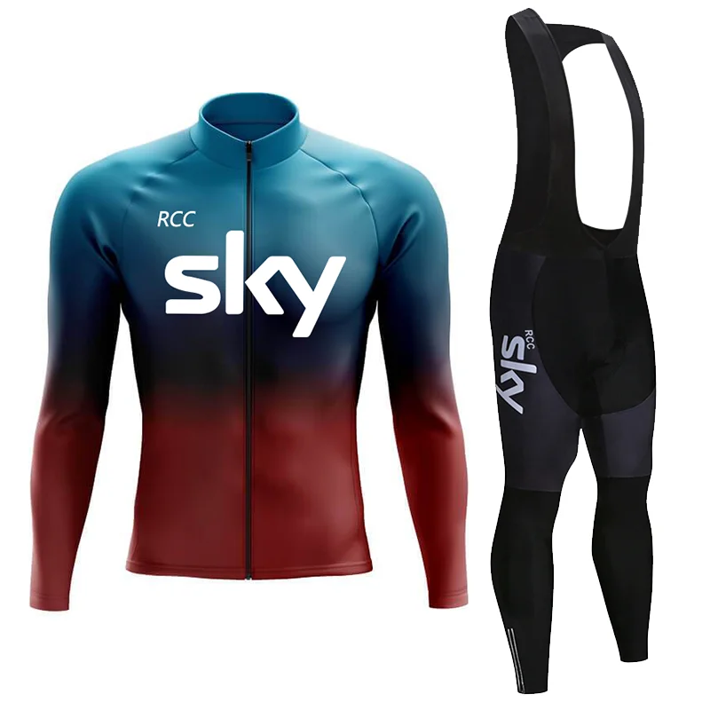 Мужской Велосипедный Комплект Осенняя Униформа RCC SKY Team С Длинными Рукавами Для