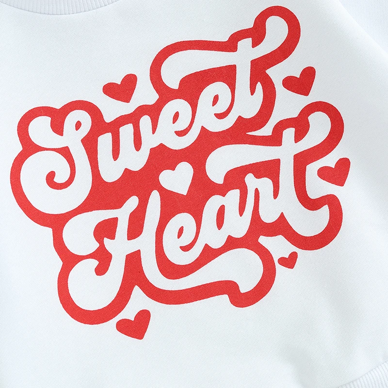 

Toddler Baby Boy Valentines Day Outfits Sweet Heart Sweatshirt Tops Elastic Pants Infant Newborn Fall Winter Clothes