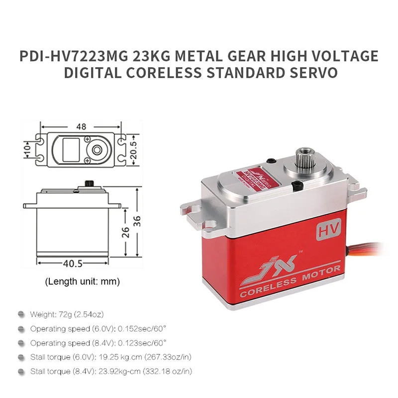 JX Servo 23KG 30KG 46KG High Voltage Precision Metal Gear Motor Full Aluminum Shell Digital Coreless Standard for RC Model Part enlarge