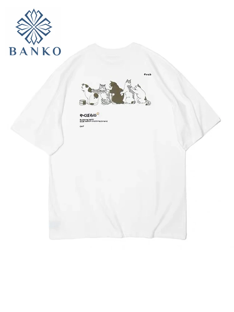 

Женская футболка с милым котом, забавная футболка с мультяшным принтом в стиле Харадзюку, графические модные Универсальные Топы большого р...