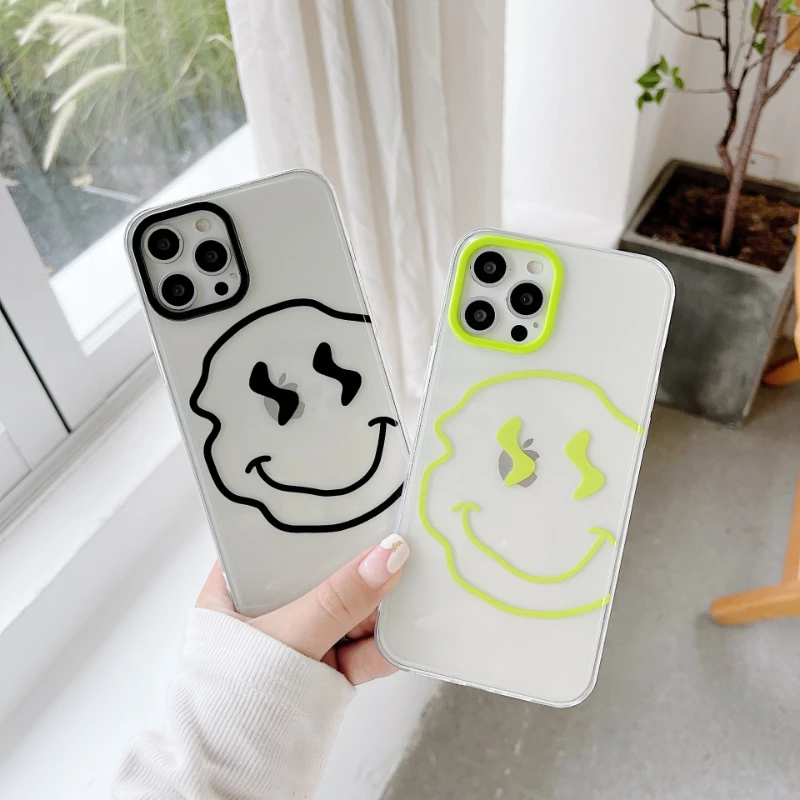 

ins simple square circle twisted smiley face suitable for iPhone12/11Pro mobile phone case 8plus/7 couple apple xr