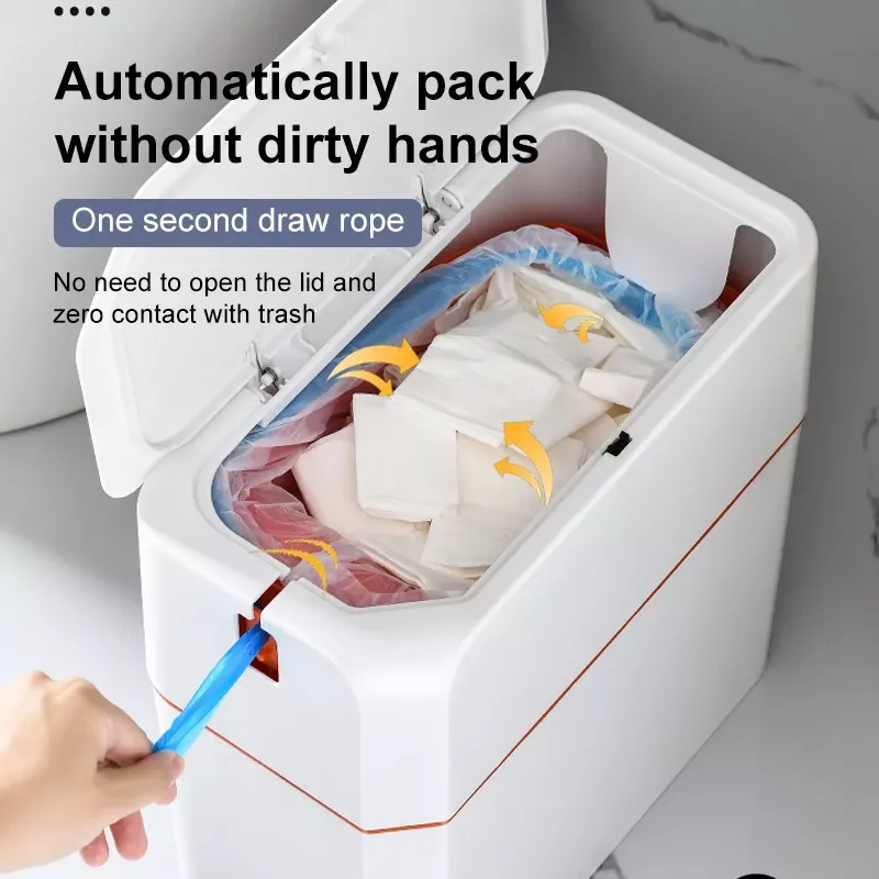 

Super High capacity Trash Can for Bathroom Kitchen Automatic Packaging Waterproof Kitchen wastebin with lid Bucket garbage