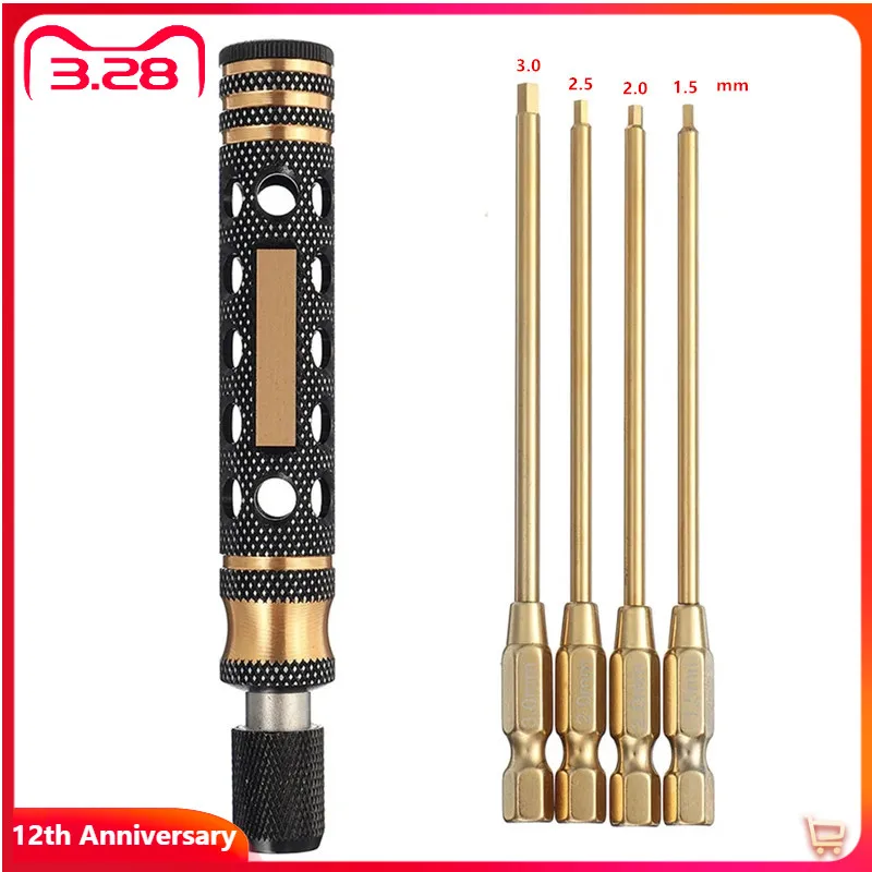 

1.5/2.0/2.5/3.0mm 4 In 1 Hex Screwdriver For RC Airplane Aircraft Model Disassembly And Repair Tool