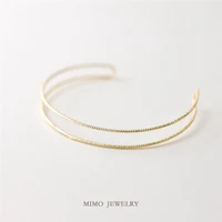 mimo jewelry colour protected copper plated gold batch flower double wound open bracelet diy semi finished bracelet