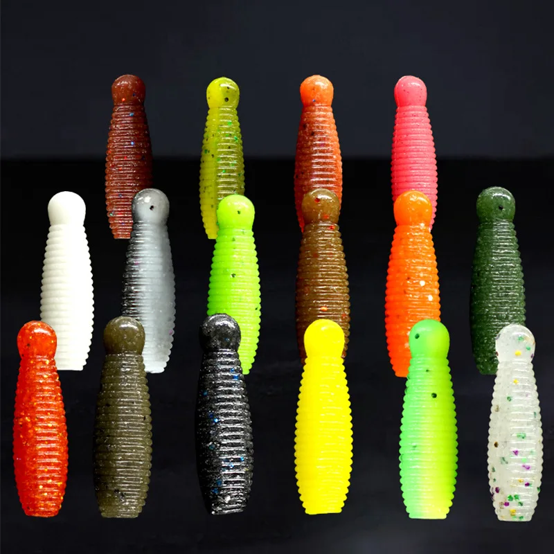 

10PCS Worm Salt Casting Fishing Soft Bait Artificial Bee Pupa Potato Lure 5cm 5g Add Salt High Gravity Long Cast Lures Slow Sink