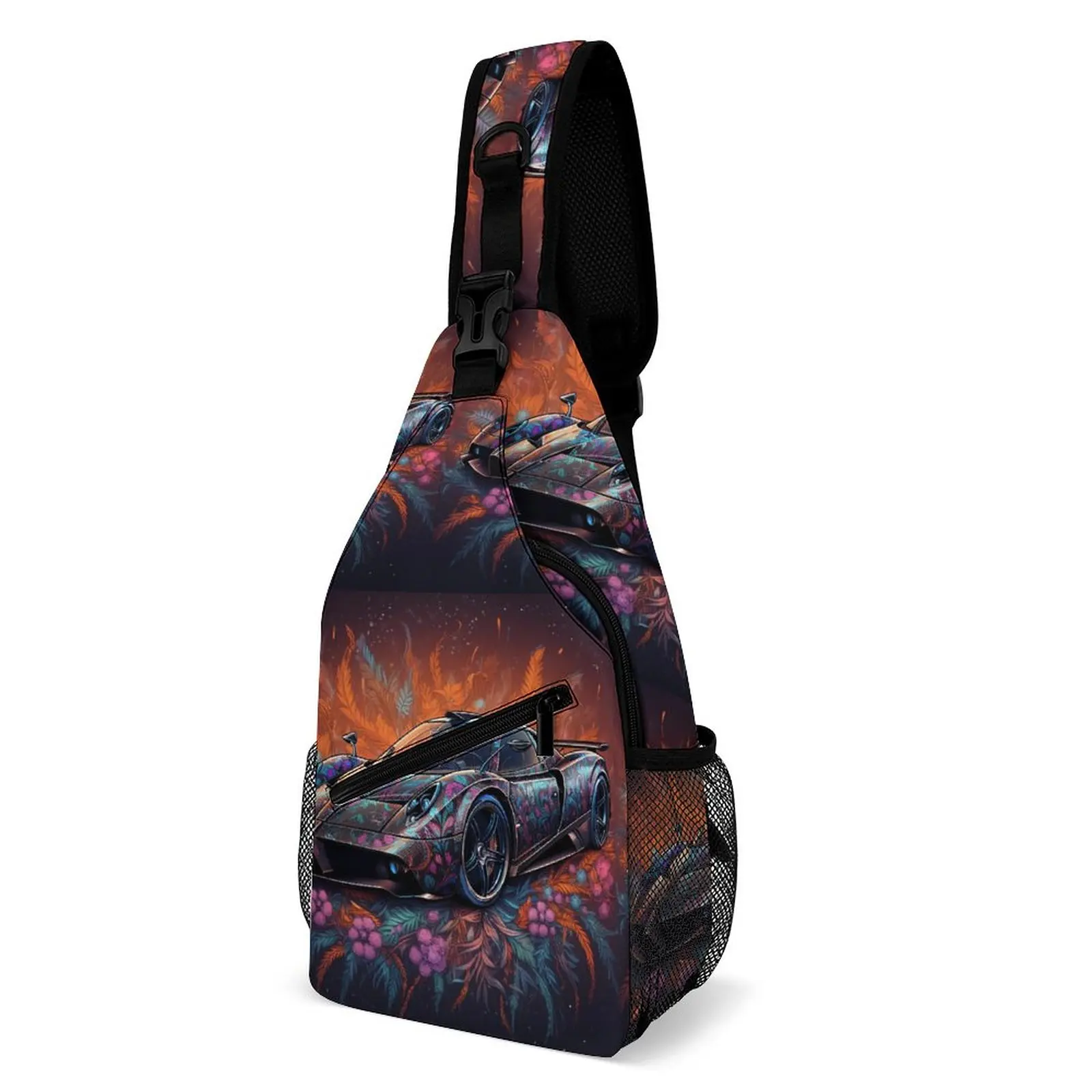 

Speed Sports Car Chest Bags Neon Colorful Painting Print Shoulder Bag Casual School Crossbody Bag Cycling Outdoor Sling Bags