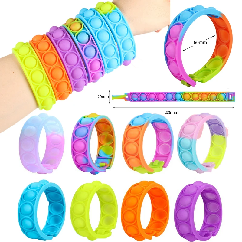Fidget Toys Sensory Bracelet Push Bubble Simple Dimple Wristband Decompression Anti Stress Reliever Fidget Toy Popite Adult Kids