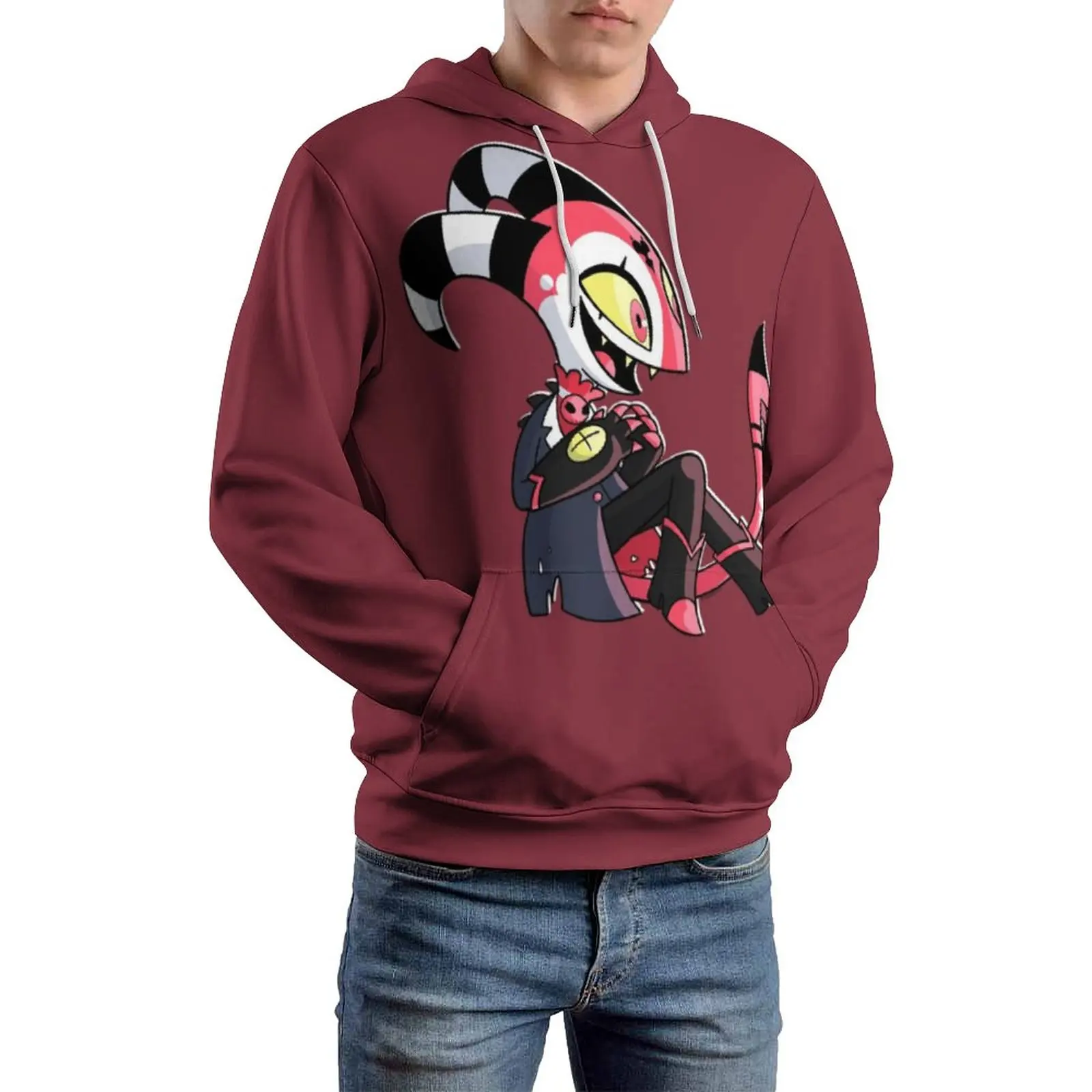 

Chibi Blitzo - Helluva Boss Hoodie Cartoon Loona Fanart Hotel Wolf Moon Popular Long Mens Hoodies Mens Warm Pullover Hoodie