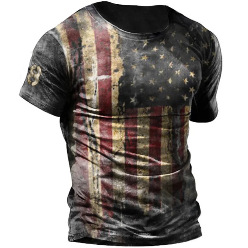 

3D American Print T-Shirt For Men Short Sleeve Tee Top Summer Vintage Men's Clothing O Neck 2022 Hot Oversized T-Shirt Blusas