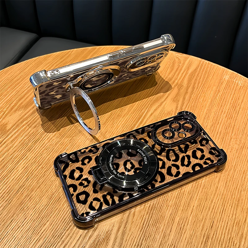 Фото Чехол для телефона OPPO F29 F17 Pro F19S F11 F27 F25 Pro F23 F21 F19, модный противоударный чехол с леопардовым принтом и подставкой №2