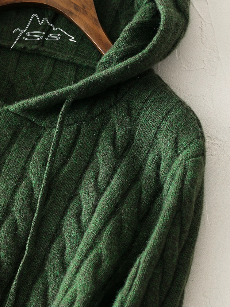 Красивый этот витой цветок ~ кашемировый свитер женский с капюшоном 00 утолщенная