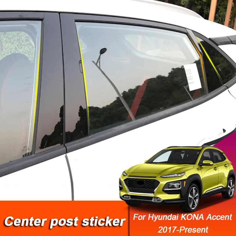 

6 шт., наклейки на автомобильные окна, для Hyundai KONA Kauai Solaris Accent HC Santa Fe IX45 DM 2013-2024