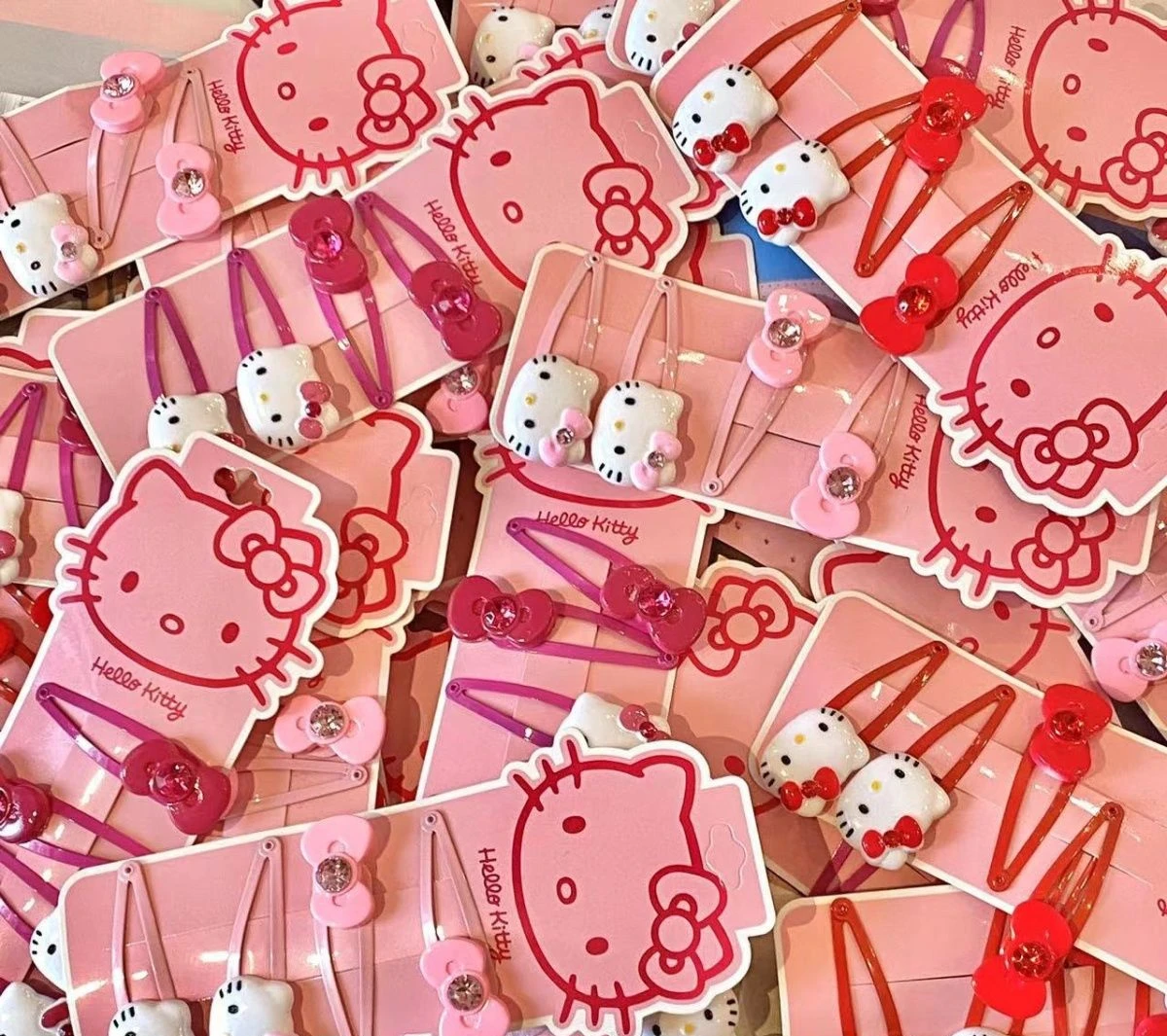 

4pcs/set Sanrio Hello Kitty Hairpin Kawaii Cartoon Sweet Hair Accessories Bang Clip Pink Hello Kitty Bow Hairpin Headdress