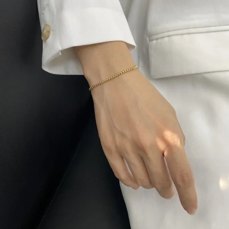 Нежный браслет из нержавеющей стали золотого цвета Очаровательная цепочка в