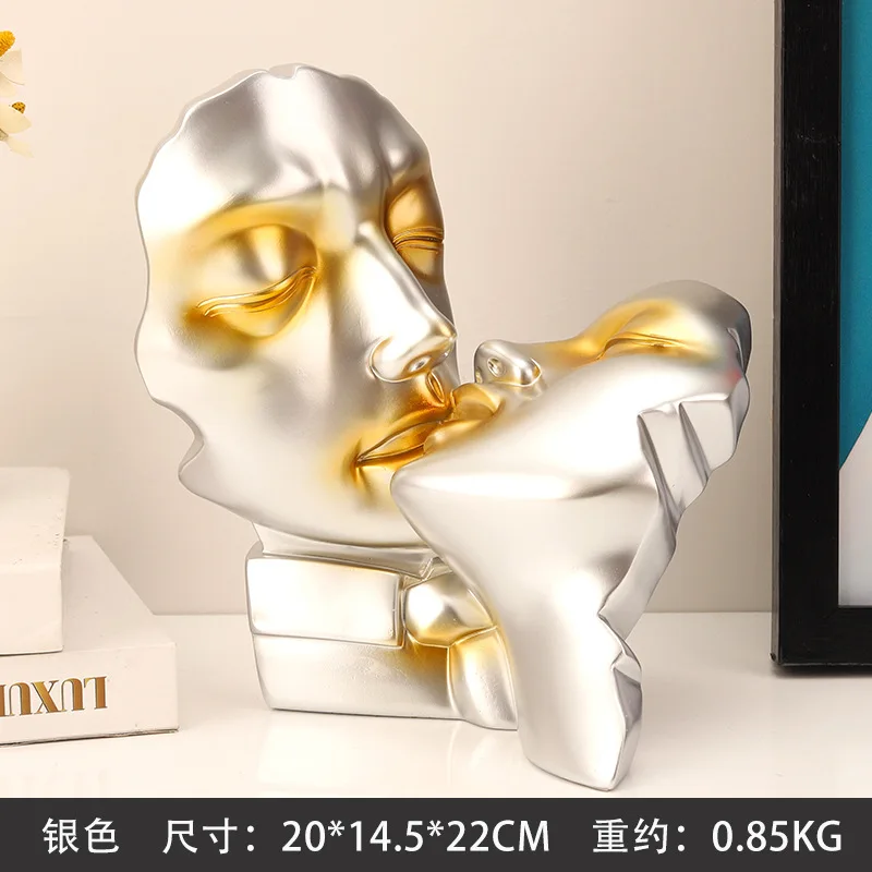 

Абстрактная скульптура из смолы, пара, золотые головы