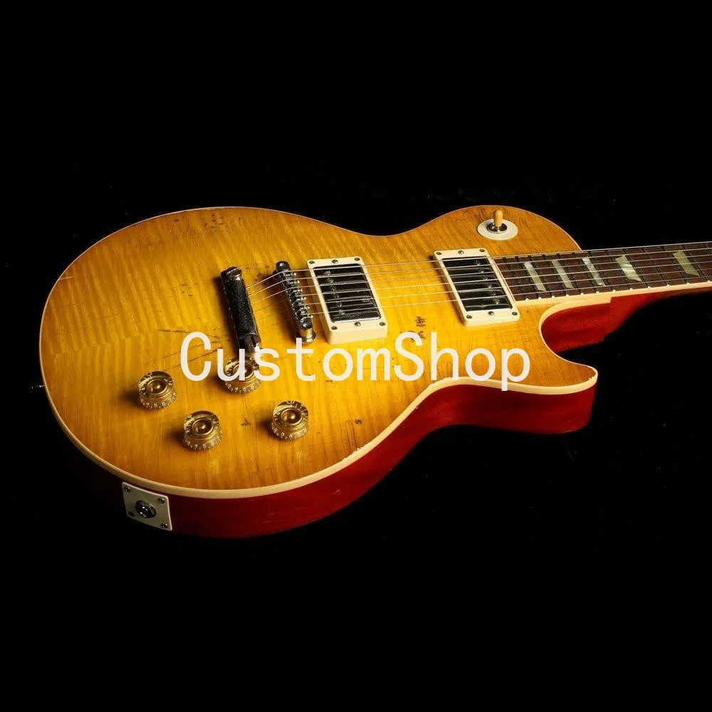 

Custom Shop Paul Kossoff 1959 Relic Aged Honey Burst Falme Maple Top Electric Guitar One Piece Neck , 1 PC Mahogany Body