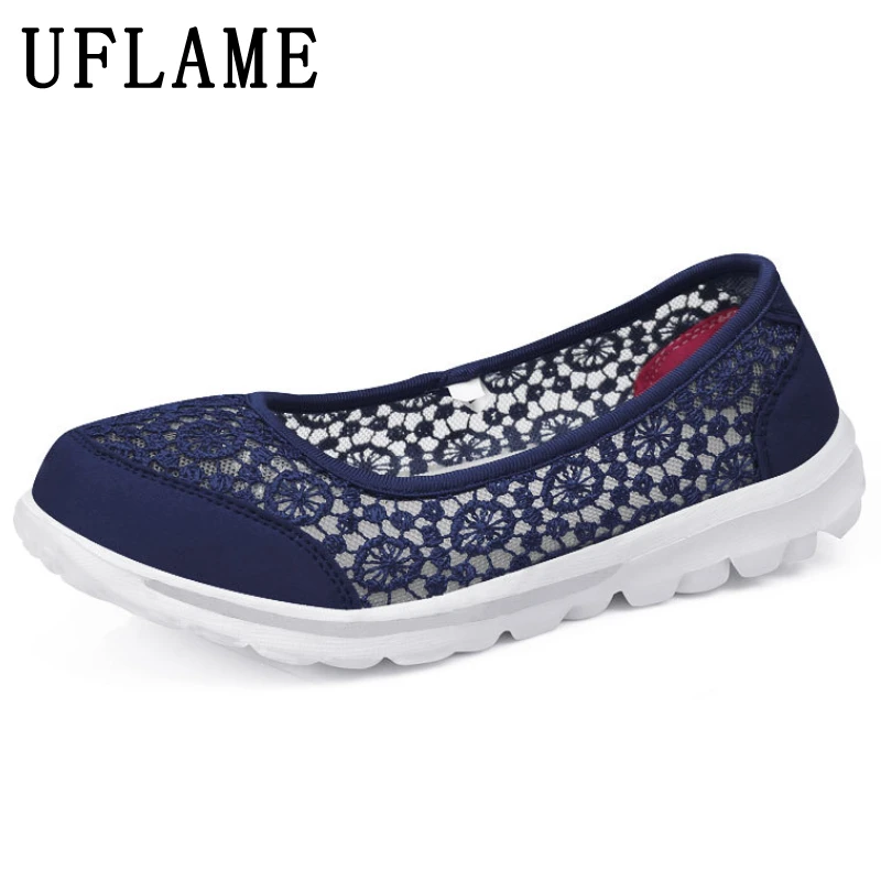 

Summer Fisherman Shoes Women Flower Hollow Flat Shoes Soft Sole Walking Elderly Sport Shoes Ladies Breathable Mother Lace Shoe