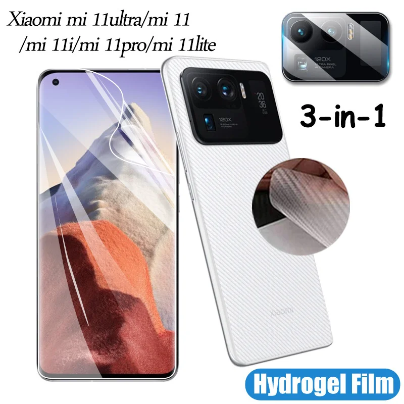 

mica mi11 ultra, hidrogel screen protector for xiaomi mi 11i 11 pro mi 11 lite mi 11 ultra hydrogel protective film + back & camera protection / not tempered glass cristal