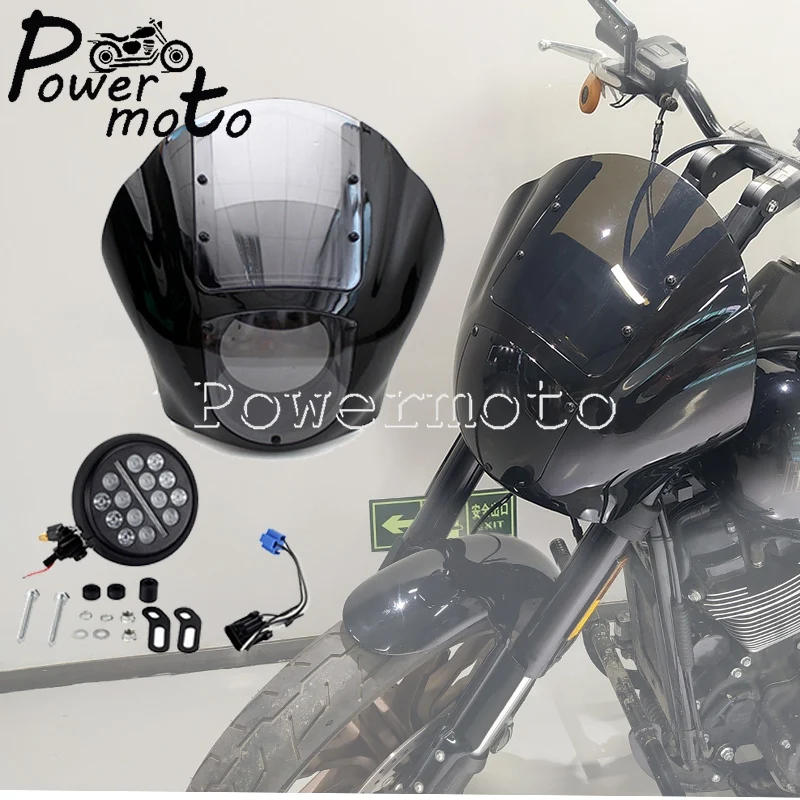 

Motorcycle Headlight Fairing Kit Club Style LED Quarter Windshield Mount Kits 2020-2022 For Harley Softail Low Rider S FXLRS