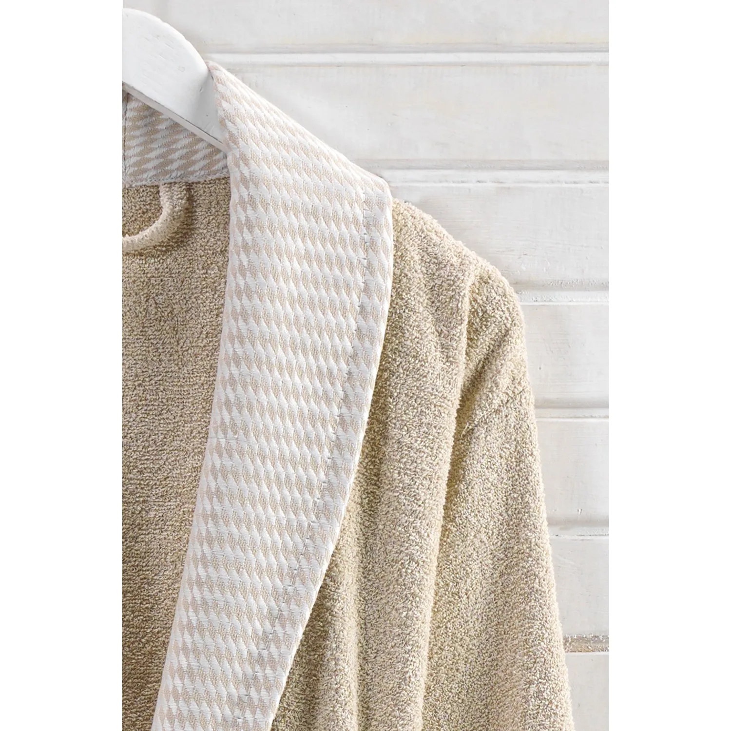 Özenev Royal 2 Piece Bathrobes Set Cotton Soft Plaids Luxury Geometric Beige Casual Comfortable Use Quality Elegant Polite Tasarım