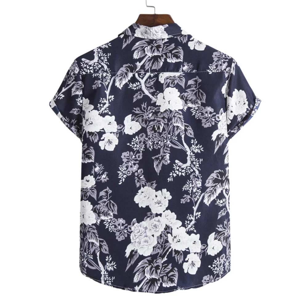 8 Colors Summer Men's Hawaiian Shirt Printed Tops For Men Holiday Short Sleeve Beach Blouse