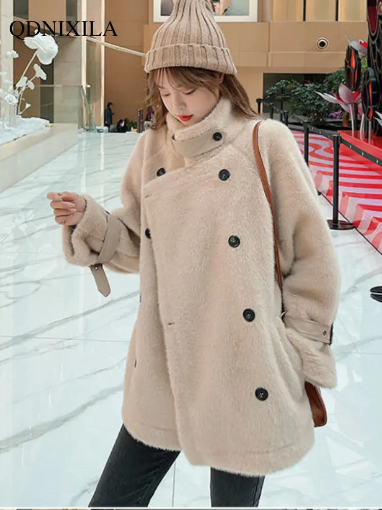Winter Coat for Women 2022 New Lamb Wool Coat Korean Version Mink Down Thermal Faux Fur Coat Women Fur Jacket Free Shipping