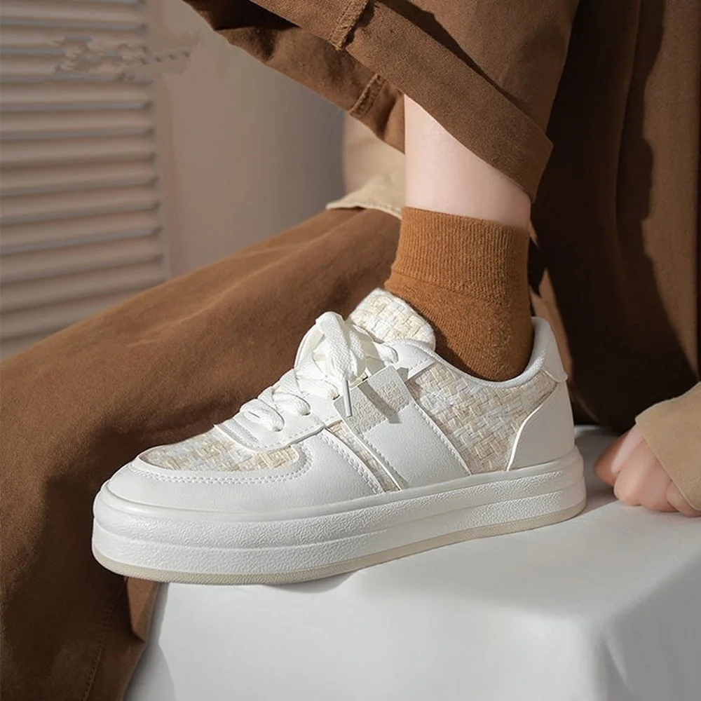 

Новинка весна-осень 2022, модные белые туфли, женская спортивная обувь, повседневные туфли на толстой плоской подошве, женская обувь